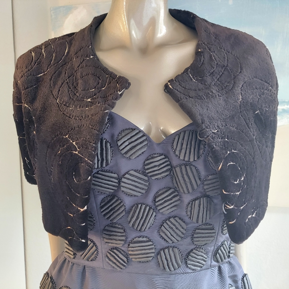 $8,000 OSCAR DE LA RENTA SILK BLUE EXCLUS BEAD EMBROID RUNWAY GOWN US 8 - Picture 12 of 16